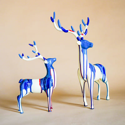 Elysian Rainbow Deer Sculptures (Set of 2)- the decor circle
